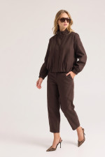 Γυναικείο σετ Enzzo καφέ με cropped bomber jacket και barrel παντελόνι 262150-262151 Γυναικείο σετ Enzzo καφέ με cropped bomber jacket και barrel παντελόνι 262150-262151