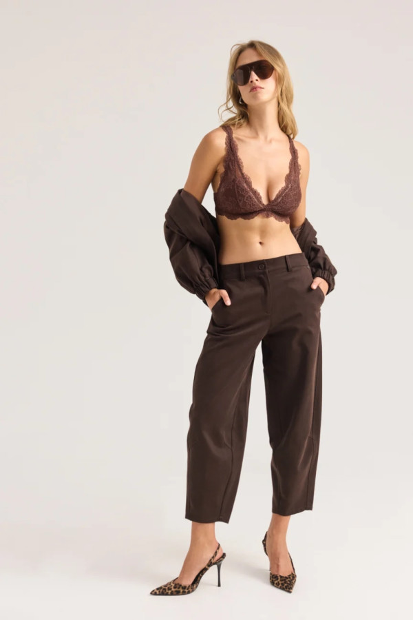 Γυναικείο σετ Enzzo καφέ με cropped bomber jacket και barrel παντελόνι 262150-262151 Γυναικείο σετ Enzzo καφέ με cropped bomber jacket και barrel παντελόνι 262150-262151