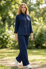 DERPOULI ΓΥΝΑΙΚΕΙΟ ΣΕΤ ΖΑΚΕΤΑ ΜΕ ΠΑΝΤΕΛΟΝΙ ΜΠΛΕ 1.22.39287-39286