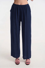 Γυναικείο σετ Fibes παντελόνι πουκάμισο navy με κορδόνι στη μέση 02-2858