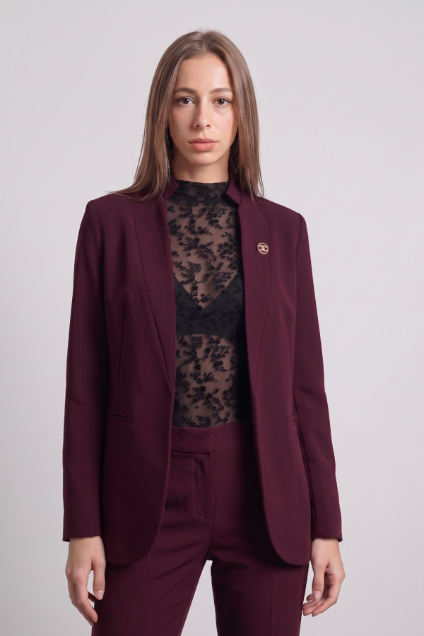 Γυναικείο κοστούμι Derpouli μπορντό σε κρεπ blazer και παντελόνι 1.12.92884-92883