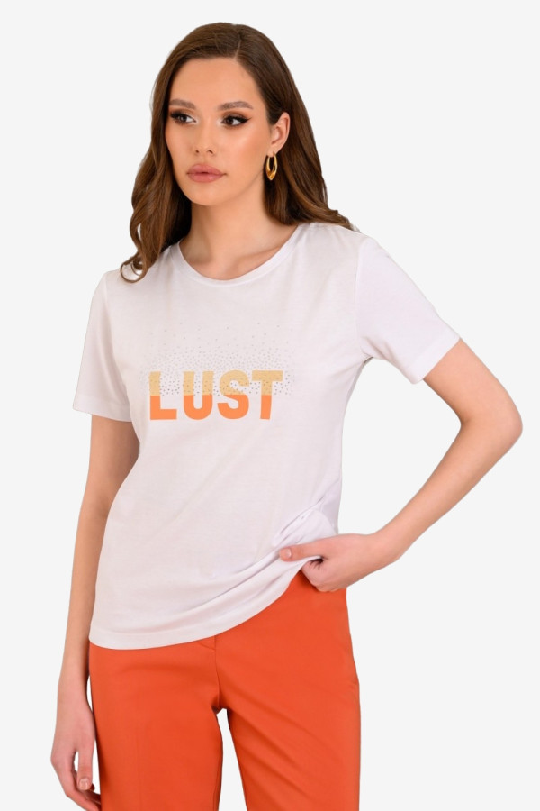 DERPOULI ΓΥΝΑΙΚΕΙΟ T-SHIRT ΜΕ ΚΟΡΑΛΙ ΤΥΠΩΜΑ ΛΕΥΚΟ 1.10.27259