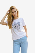 Γυναικείο t‑shirt λευκό με animal print βαμβακερό – Derpouli