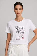 Γυναικείο t-shirt Derpouli λευκό με fashion τύπωμα 1.10.39-60052