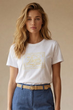 Γυναικείο t-shirt Derpouli λευκό με banana print  σχέδιο 1.10.39350