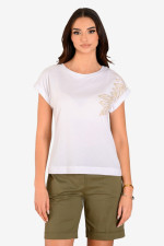 DERPOULI ΓΥΝΑΙΚΕΙΟ T-SHIRT ΒΑΜΒΑΚΕΡΟ ΜΕ ΤΥΠΩΜΑ ΛΕΥΚΟ 1.10.27342