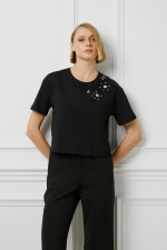 BILL COST ΓΥΝΑΙΚΕΙΟ T-SHIRT ΒΑΜΒΑΚΕΡΟ ΜΕ ΚΕΝΤΗΜΑ ΜΑΥΡΟ 10-120655-0