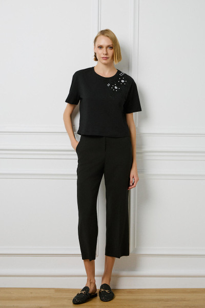 BILL COST ΓΥΝΑΙΚΕΙΟ T-SHIRT ΒΑΜΒΑΚΕΡΟ ΜΕ ΚΕΝΤΗΜΑ ΜΑΥΡΟ 10-120655-0