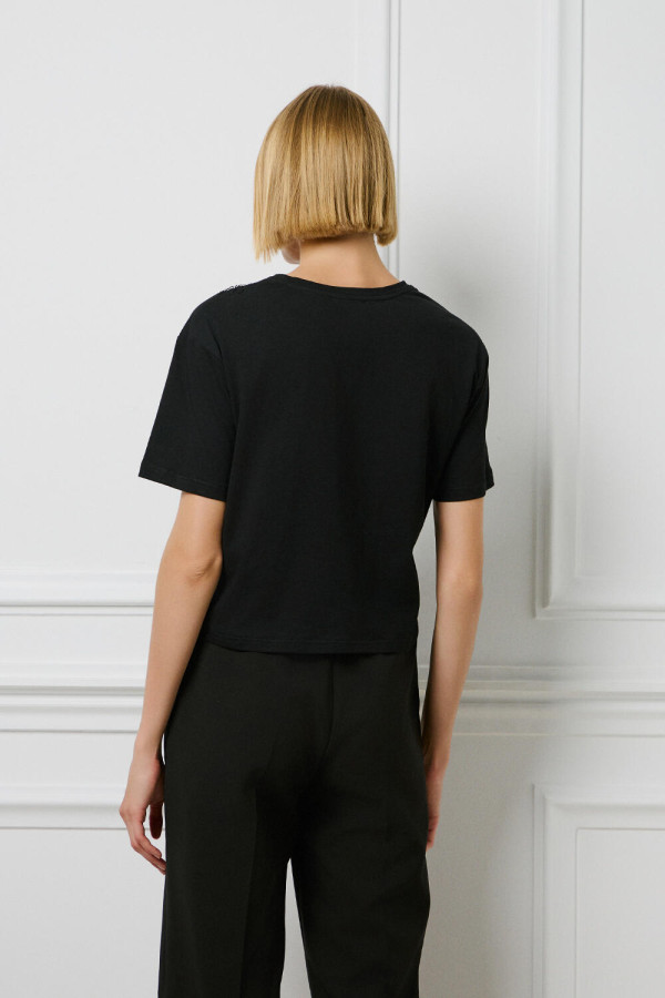 BILL COST ΓΥΝΑΙΚΕΙΟ T-SHIRT ΒΑΜΒΑΚΕΡΟ ΜΕ ΚΕΝΤΗΜΑ ΜΑΥΡΟ 10-120655-0