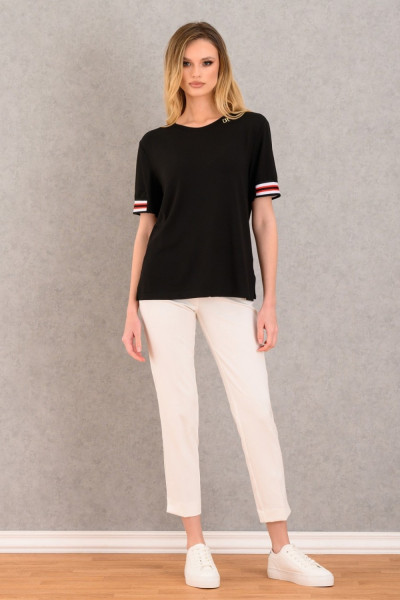 DERPOULI ΓΥΝΑΙΚΕΙΑ ΜΠΛΟΥΖΑ T-SHIRT ΜΕ ΣΧΕΔΙΟ ΤΡΕΣΑ ΜΑΥΡΟ 1.10.27325