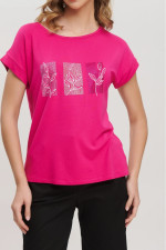 FIBES ΓΥΝΑΙΚΕΙΟ T-SHIRT ΜΕ ΤΥΠΩΜΑ ΚΟΝΤΟΜΑΝΙΚΟ ΦΟΥΞΙΑ 03-7130