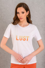 DERPOULI ΓΥΝΑΙΚΕΙΟ T-SHIRT ΜΕ ΚΟΡΑΛΙ ΤΥΠΩΜΑ ΛΕΥΚΟ 1.10.27259
