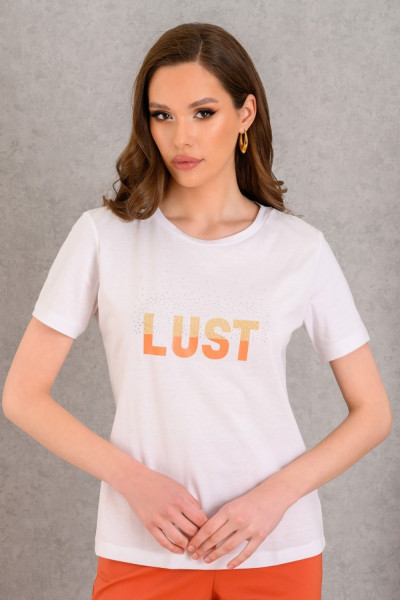 DERPOULI ΓΥΝΑΙΚΕΙΟ T-SHIRT ΜΕ ΚΟΡΑΛΙ ΤΥΠΩΜΑ ΛΕΥΚΟ 1.10.27259