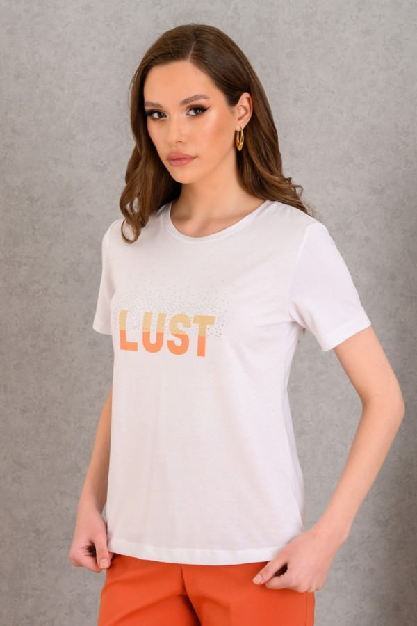 DERPOULI ΓΥΝΑΙΚΕΙΟ T-SHIRT ΜΕ ΚΟΡΑΛΙ ΤΥΠΩΜΑ ΛΕΥΚΟ 1.10.27259