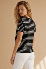 Γυναικείο T-Shirt Derpouli μπλε ριγέ με nautical print 1.10.39393 Γυναικείο T-Shirt Derpouli μπλε ριγέ με nautical print 1.10.39393