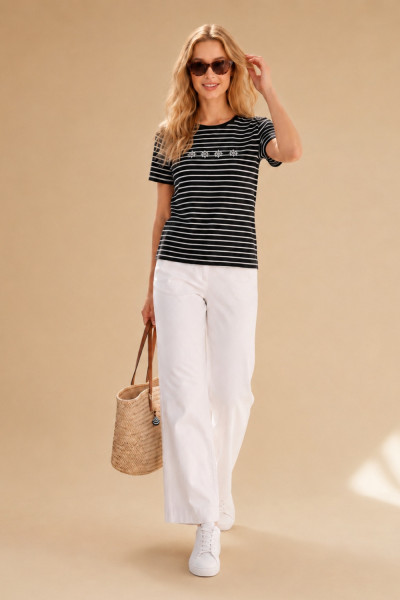 Γυναικείο T-Shirt Derpouli μπλε ριγέ με nautical print 1.10.39393 Γυναικείο T-Shirt Derpouli μπλε ριγέ με nautical print 1.10.39393