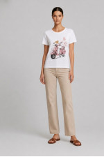 Γυναικείο t-shirt λευκό βαμβακερό με print ροζ scooter και butterflies 26-100VE