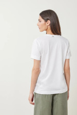 ENZZO ΓΥΝΑΙΚΕΙΑ ΜΠΛΟΥΖΑ T-SHIRT ΜΕ ΔΙΑΚΟΣΜΗΤΙΚΟ ΛΟΥΛΟΥΔΙ MYLES ΛΕΥΚΟ 251158
