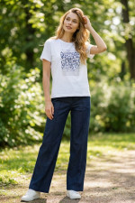 Γυναικείο t‑shirt λευκό με animal print βαμβακερό – Derpouli