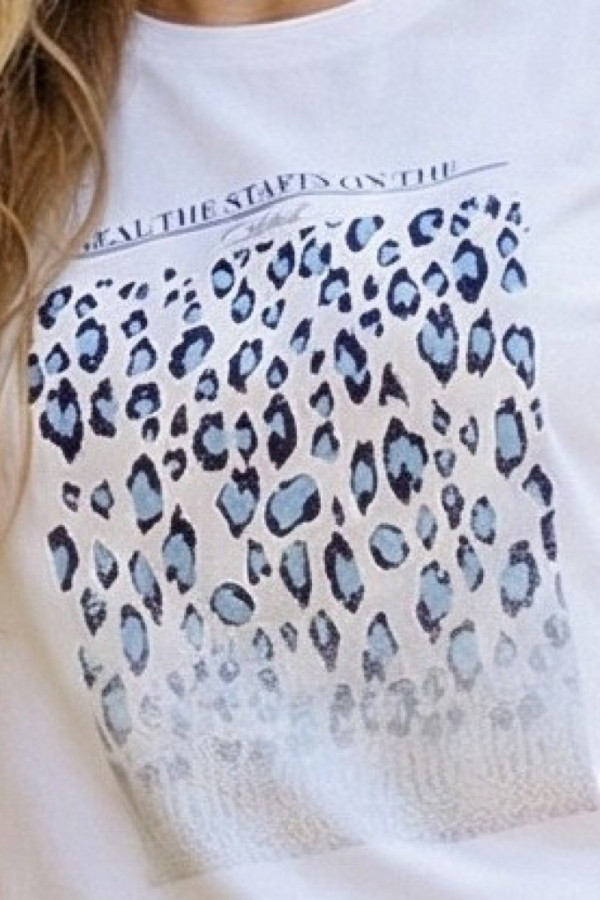 Γυναικείο t‑shirt λευκό με animal print βαμβακερό – Derpouli