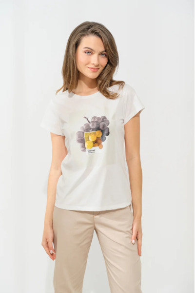 ENZZO ΓΥΝΑΙΚΕΙΑ ΜΠΛΟΥΖΑ T-SHIRT ΒΑΜΒΑΚΕΡΗ ΜΕ ΤΥΠΩΜΑ MARTINA ΛΕΥΚΟ 251164