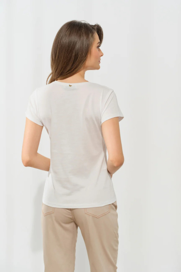 ENZZO ΓΥΝΑΙΚΕΙΑ ΜΠΛΟΥΖΑ T-SHIRT ΒΑΜΒΑΚΕΡΗ ΜΕ ΤΥΠΩΜΑ MARTINA ΛΕΥΚΟ 251164