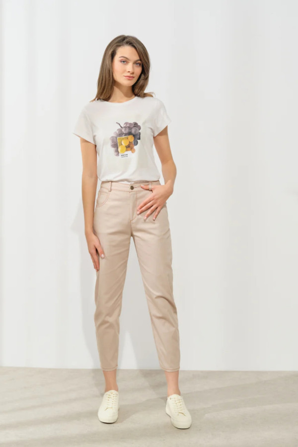 ENZZO ΓΥΝΑΙΚΕΙΑ ΜΠΛΟΥΖΑ T-SHIRT ΒΑΜΒΑΚΕΡΗ ΜΕ ΤΥΠΩΜΑ MARTINA ΛΕΥΚΟ 251164