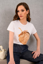 DERPOULI ΓΥΝΑΙΚΕΙΟ T-SHIRT ΜΕ ΤΥΠΩΜΑ ΦΡΑΟΥΛΑ ΒΑΜΒΑΚΕΡΟ ΛΕΥΚΟ 1.10.27287