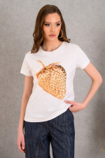 DERPOULI ΓΥΝΑΙΚΕΙΟ T-SHIRT ΜΕ ΤΥΠΩΜΑ ΦΡΑΟΥΛΑ ΒΑΜΒΑΚΕΡΟ ΛΕΥΚΟ 1.10.27287