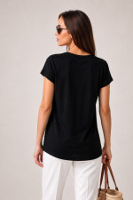 Γυναικείο T-Shirt Derpouli μαύρο με στρας CHIC print 1.10.87362 Γυναικείο T-Shirt Derpouli μαύρο με στρας CHIC print 1.10.87362