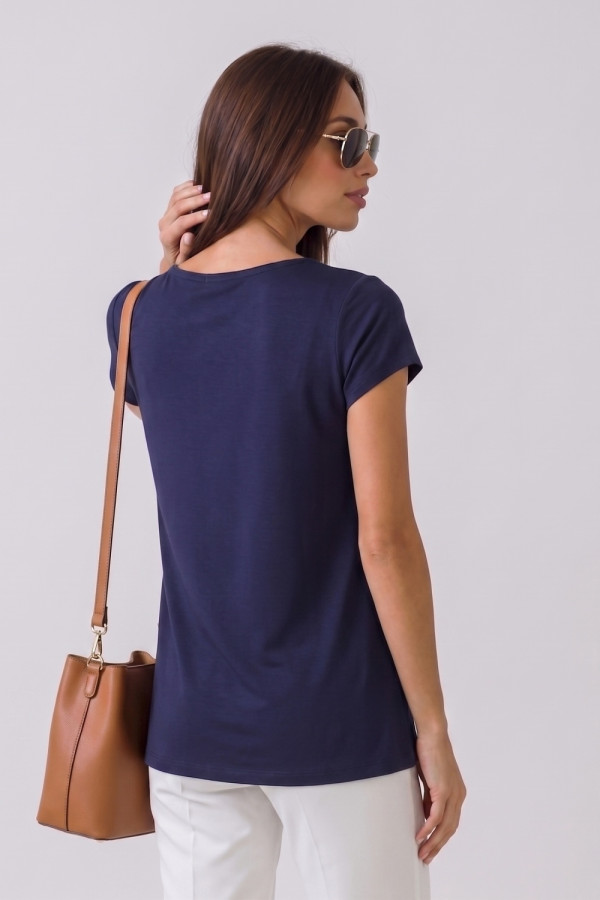 Γυναικείο T-Shirt Derpouli μπλε με στρας CHIC print 1.10.87362 Γυναικείο T-Shirt Derpouli μπλε με στρας CHIC print 1.10.87362