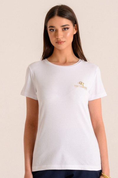 DERPOULI ΓΥΝΑΙΚΕΙΟ T-SHIRT ΒΑΜΒΑΚΕΡΟ ΚΟΝΤΟΜΑΝΙΚΟ ΛΕΥΚΟ 1.10.26-50065