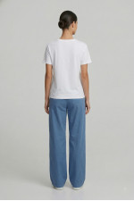 Γυναικείο t-shirt λευκό βαμβακερό με print σιελ scooter και butterflies 26-100VE