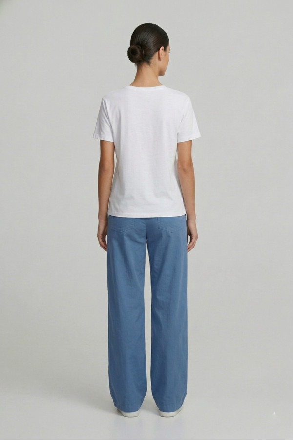 Γυναικείο t-shirt λευκό βαμβακερό με print σιελ scooter και butterflies 26-100VE