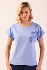 DERPOULI ΓΥΝΑΙΚΕΙΟ T-SHIRT ΒΑΜΒΑΚΕΡΟ ΜΕ ΣΧΕΔΙΟ ΣΤΡΑΣ ΣΙΕΛ 1.10.27021