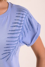 DERPOULI ΓΥΝΑΙΚΕΙΟ T-SHIRT ΒΑΜΒΑΚΕΡΟ ΜΕ ΣΧΕΔΙΟ ΣΤΡΑΣ ΣΙΕΛ 1.10.27021