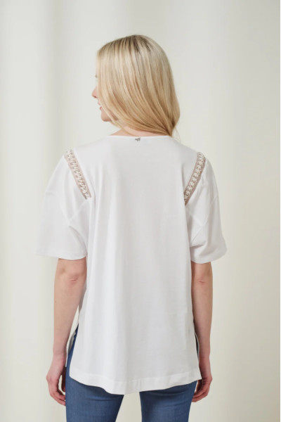 ENZZO ΓΥΝΑΙΚΕΙΑ ΜΠΛΟΥΖΑ SARIAH T-SHIRT ΜΕ ΤΡΕΣΑ ΛΕΥΚΟ 251337