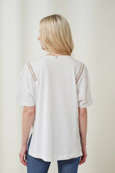 ENZZO ΓΥΝΑΙΚΕΙΑ ΜΠΛΟΥΖΑ SARIAH T-SHIRT ΜΕ ΤΡΕΣΑ ΛΕΥΚΟ 251337