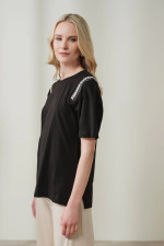 ENZZO ΓΥΝΑΙΚΕΙΑ ΜΠΛΟΥΖΑ SARIAH T-SHIRT ΜΕ ΤΡΕΣΑ ΜΑΥΡΟ 251337