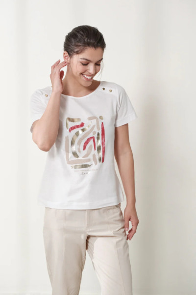 ENZZO ΓΥΝΑΙΚΕΙΑ ΜΠΛΟΥΖΑ SADI T-SHIRT ΜΕ ΤΥΠΩΜΑ ΛΕΥΚΟ 251139