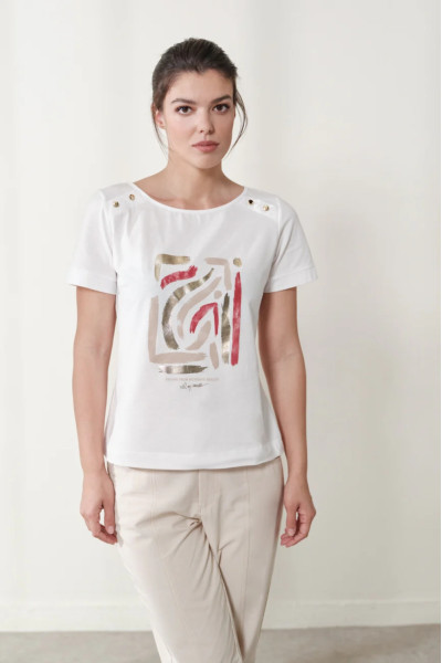 ENZZO ΓΥΝΑΙΚΕΙΑ ΜΠΛΟΥΖΑ SADI T-SHIRT ΜΕ ΤΥΠΩΜΑ ΛΕΥΚΟ 251139