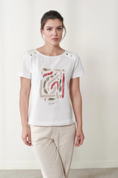 ENZZO ΓΥΝΑΙΚΕΙΑ ΜΠΛΟΥΖΑ SADI T-SHIRT ΜΕ ΤΥΠΩΜΑ ΛΕΥΚΟ 251139
