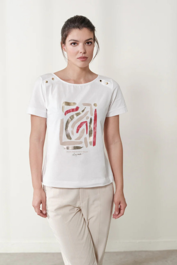 ENZZO ΓΥΝΑΙΚΕΙΑ ΜΠΛΟΥΖΑ SADI T-SHIRT ΜΕ ΤΥΠΩΜΑ ΛΕΥΚΟ 251139