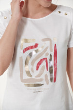 ENZZO ΓΥΝΑΙΚΕΙΑ ΜΠΛΟΥΖΑ SADI T-SHIRT ΜΕ ΤΥΠΩΜΑ ΛΕΥΚΟ 251139