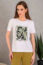 DERPOULI ΓΥΝΑΙΚΕΙΑ ΜΠΛΟΥΖΑ T-SHIRT ΜΕ ΛΑΔΙ ΤΥΠΩΜΑ ΛΕΥΚΟ 1.10.27289