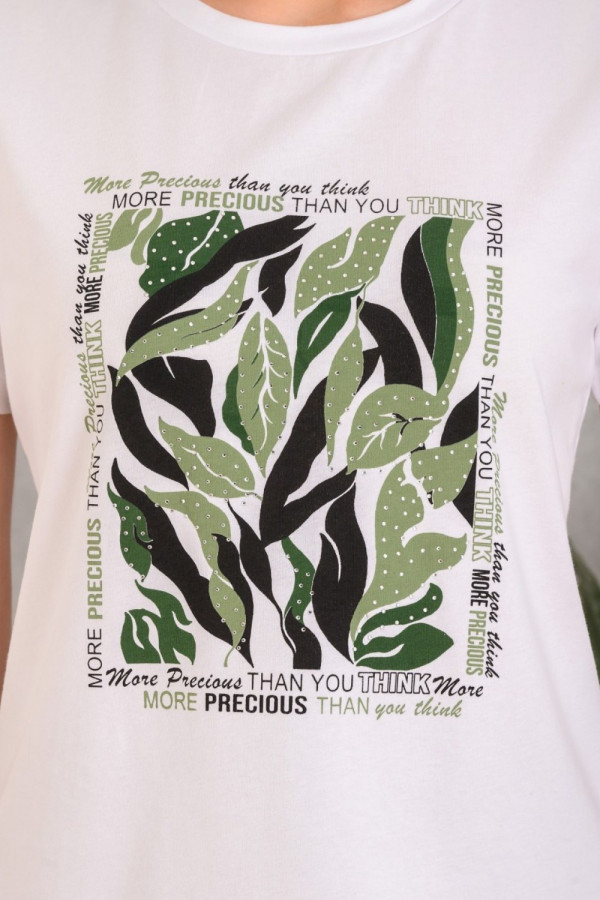 DERPOULI ΓΥΝΑΙΚΕΙΑ ΜΠΛΟΥΖΑ T-SHIRT ΜΕ ΛΑΔΙ ΤΥΠΩΜΑ ΛΕΥΚΟ 1.10.27289