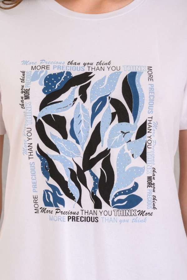 DERPOULI ΓΥΝΑΙΚΕΙΑ ΜΠΛΟΥΖΑ T-SHIRT ΜΕ ΣΙΕΛ ΤΥΠΩΜΑ ΛΕΥΚΟ 1.10.27289
