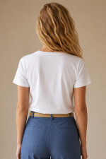 Γυναικείο t-shirt Derpouli λευκό με banana print  σχέδιο 1.10.39350