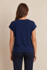 Γυναικεία μπλούζα Derpouli navy με floral strass 1.10.39-50896 Γυναικεία μπλούζα Derpouli navy με floral strass 1.10.39-50896