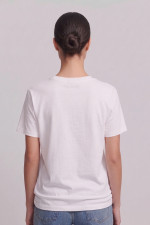 Γυναικείο T-shirt λευκό  βαμβακερό με sardegna print 26-0320375